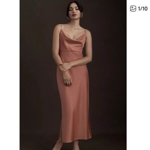 Taylor Satin Midi Dress in Elegant Pink